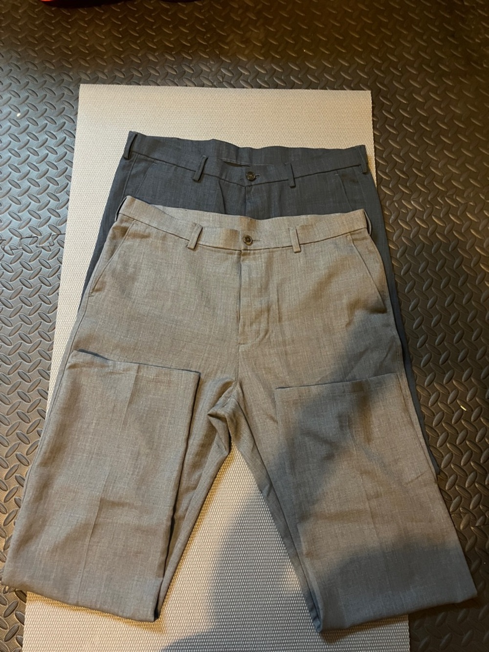 Haggar bundle of 2 Dress Pants Set - Light Gray & Dark Gray/Blue